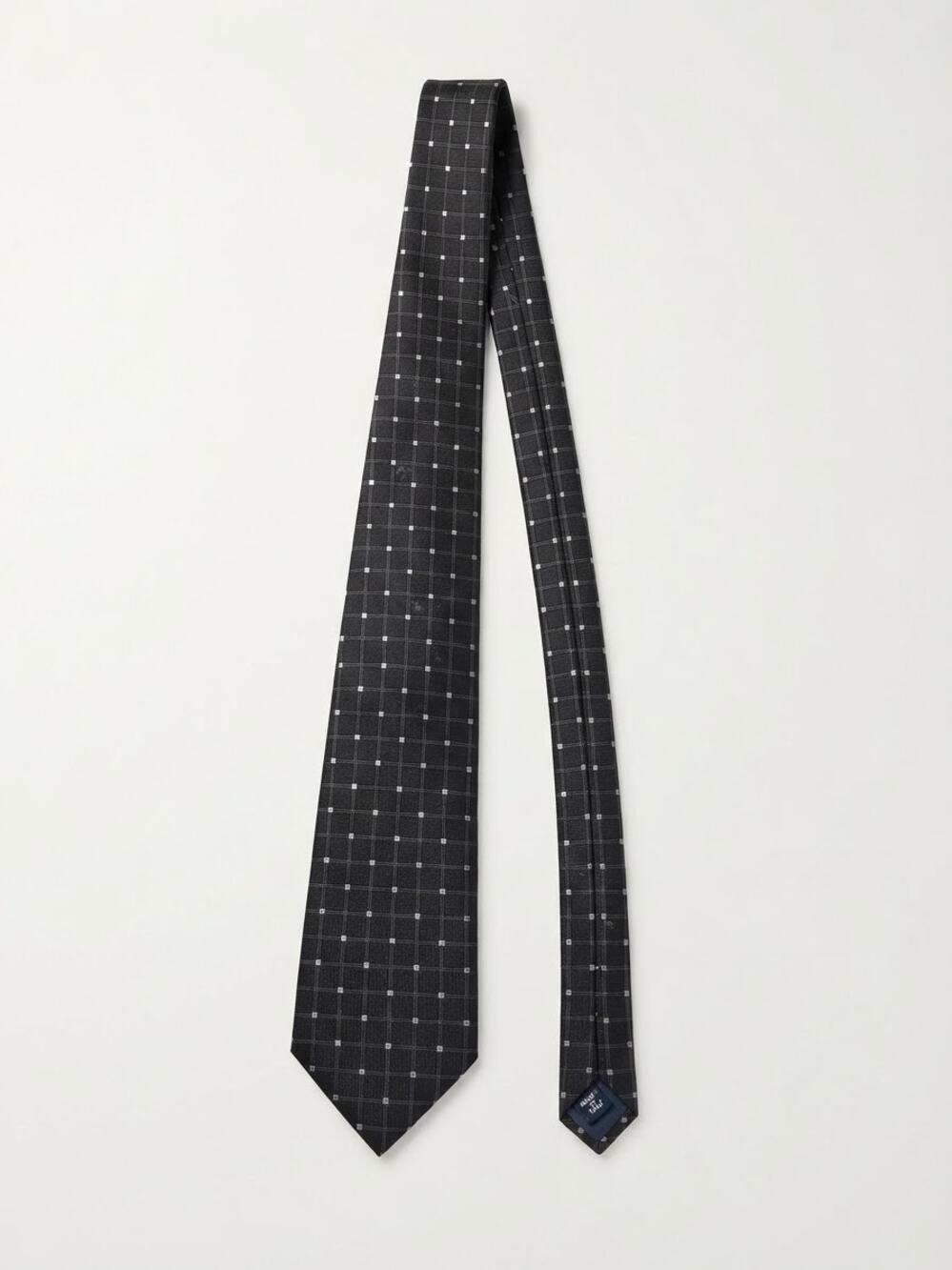 Bugatti Silk Tie Men Black Checkered Geometric Designer Necktie Formal Suit